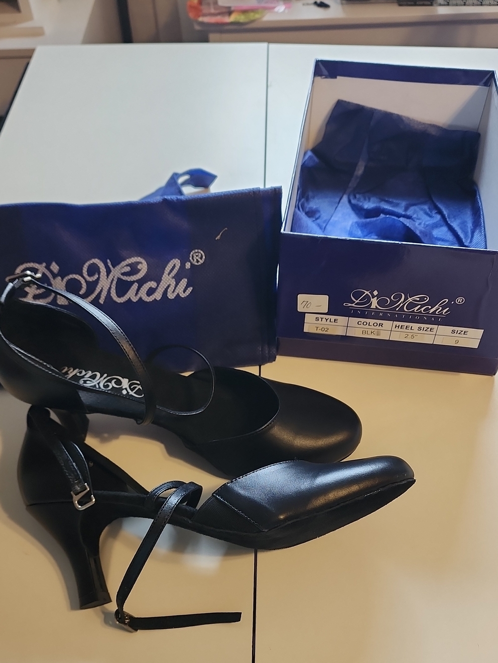 Di MICHI Black Strappy Mid-Heel Pumps Size 9
